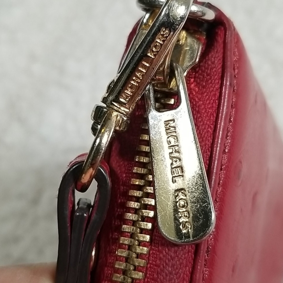 Michael Kors Ostrich Leather Wallet Wristlet Red - Picture 5 of 5